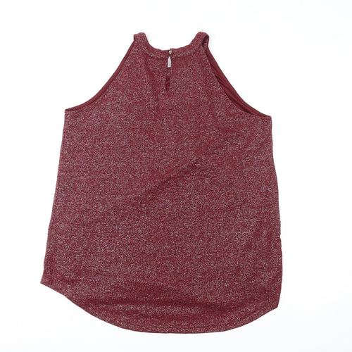 Avenue Womens Red Polyester Basic Tank Size 14 Round Neck