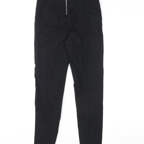 River Island Womens Black Nylon Trousers Size 8 L27 in Regular Zip - Panelled