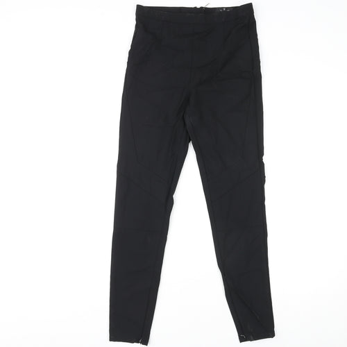 River Island Womens Black Nylon Trousers Size 8 L27 in Regular Zip - Panelled