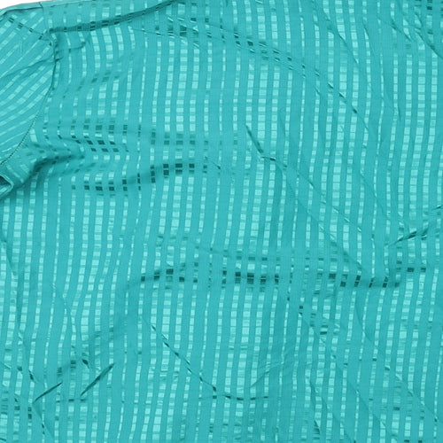 St Michael Womens Green Geometric Polyester Basic Button-Up Size 10 High Neck - Tie Neck Detail