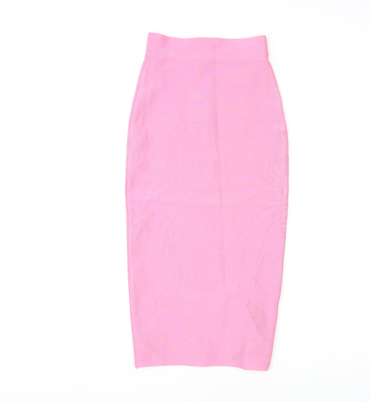 Mew Mews Womens Pink Polyester Straight & Pencil Skirt Size S Zip