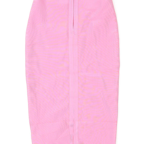 Mew Mews Womens Pink Polyester Straight & Pencil Skirt Size S Zip