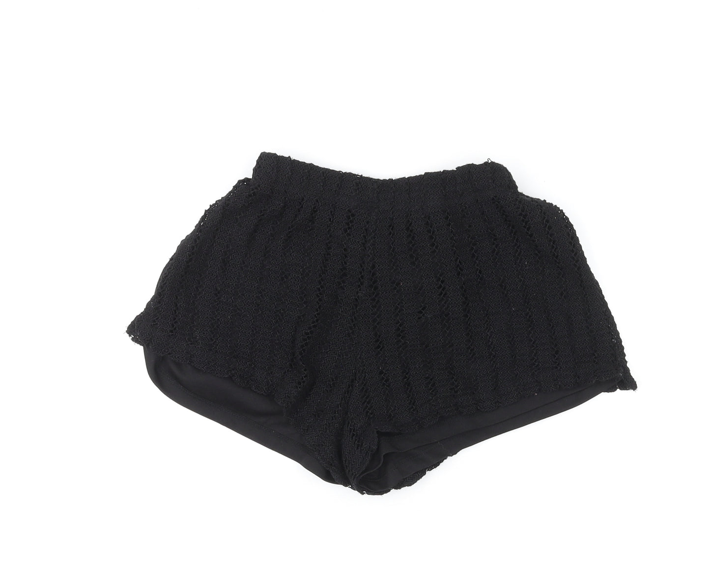 Bershka Womens Black Geometric Polyester Basic Shorts Size XS L5 in Regular Pull On