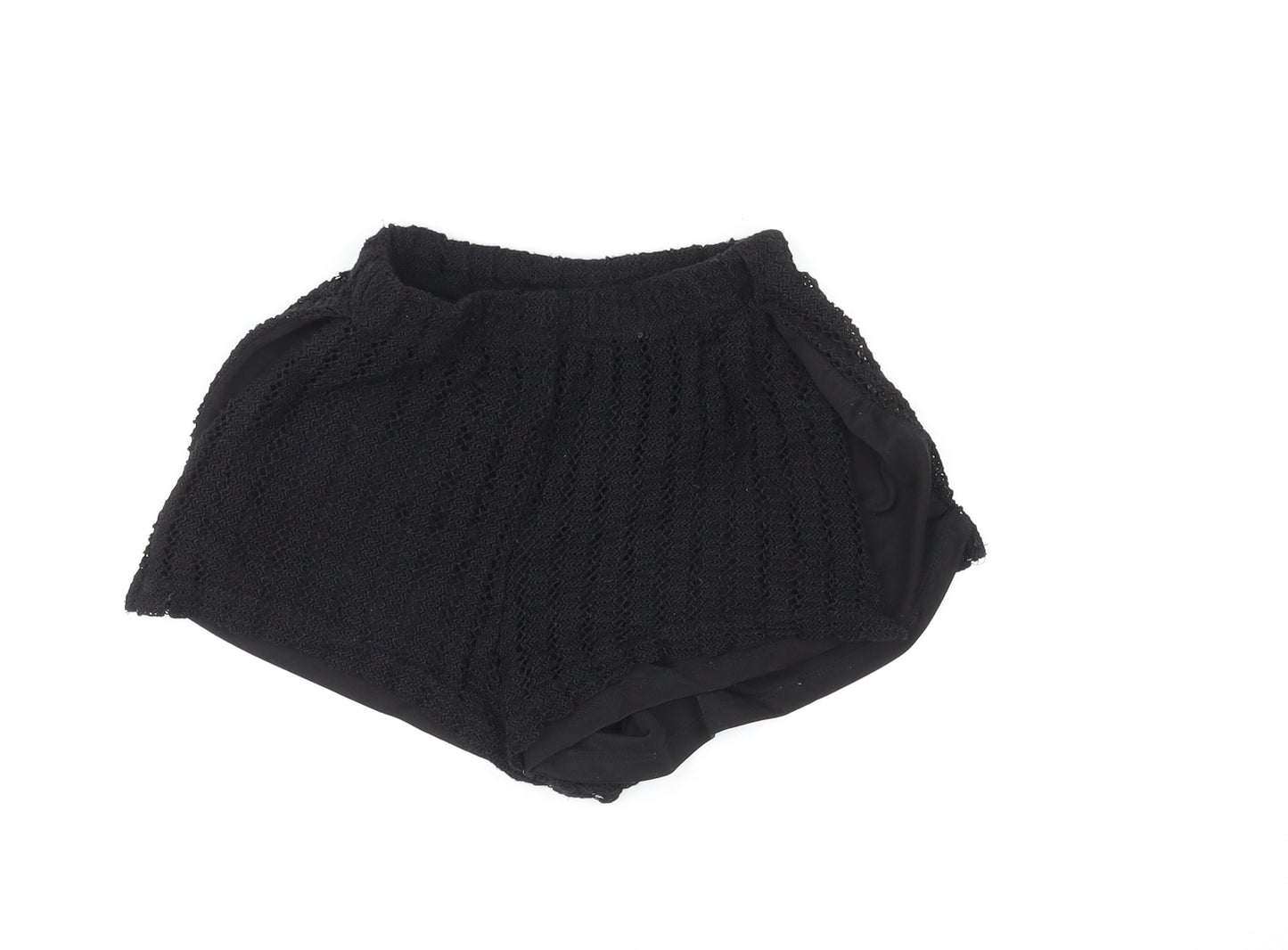 Bershka Womens Black Geometric Polyester Basic Shorts Size XS L5 in Regular Pull On