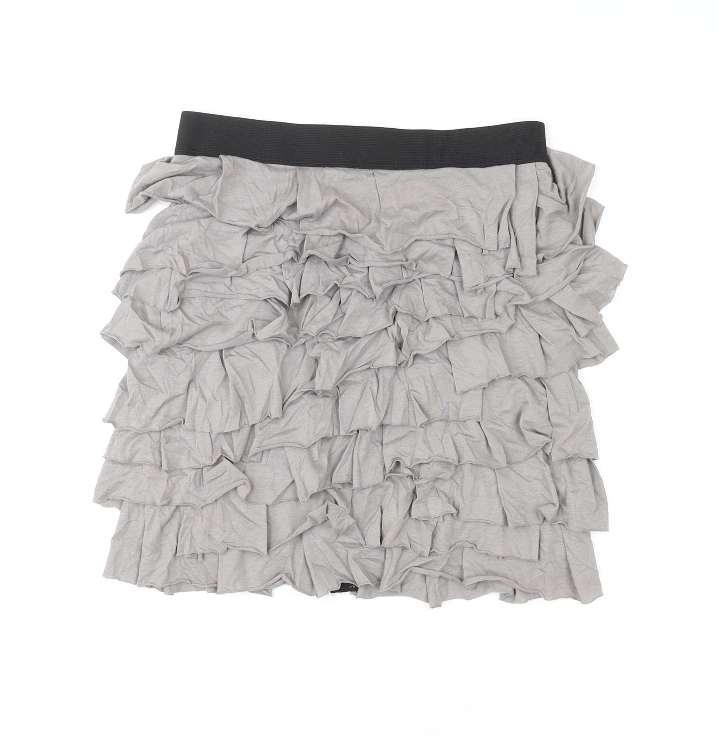 Mango Womens Grey Cotton Pleated Skirt Size S Zip