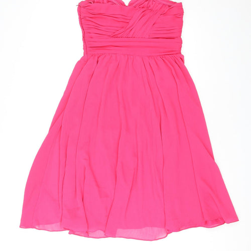 H&M Womens Pink Polyester A-Line Size 10 Off the Shoulder Zip