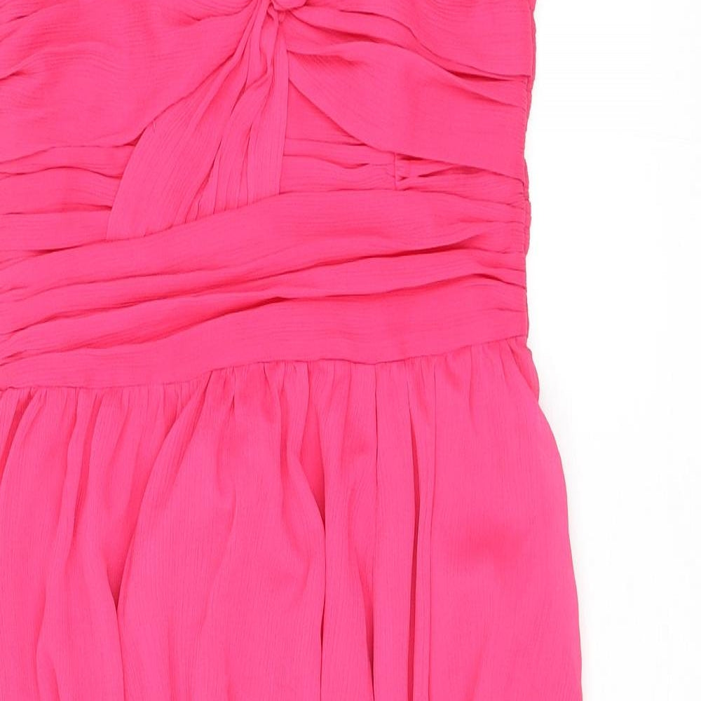 H&M Womens Pink Polyester A-Line Size 10 Off the Shoulder Zip