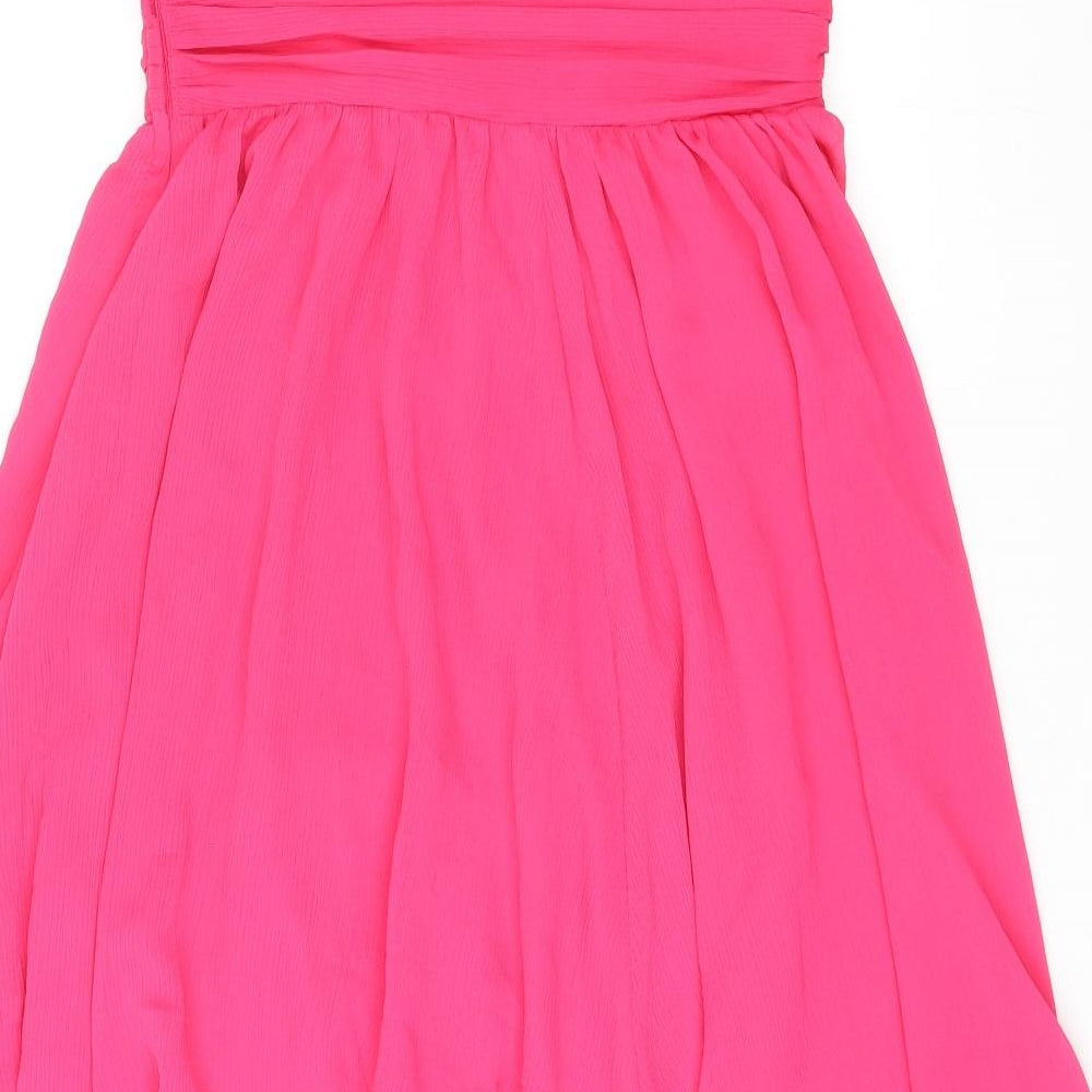 H&M Womens Pink Polyester A-Line Size 10 Off the Shoulder Zip