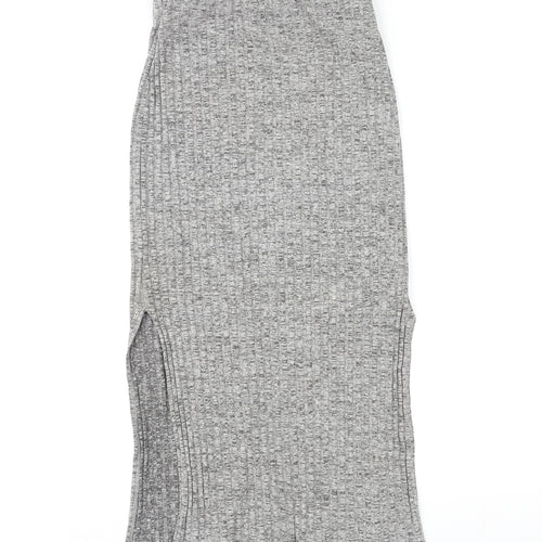Topshop Womens Grey Cotton A-Line Skirt Size 6