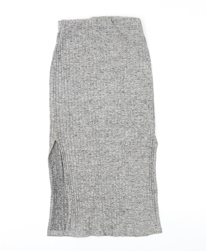 Topshop Womens Grey Cotton A-Line Skirt Size 6
