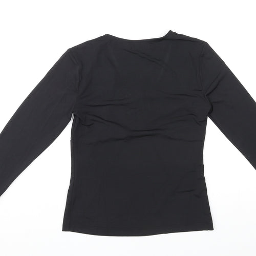 Jeuvre Womens Black Polyester Basic T-Shirt Size 10 V-Neck - Wrap Style