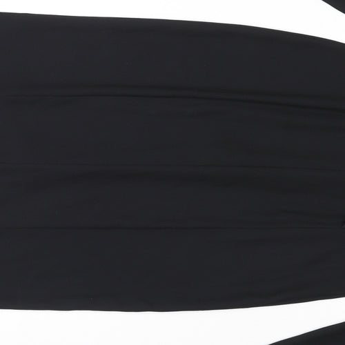 Andrew Stassi Womens Black Polyester A-Line Size 14 Round Neck Button