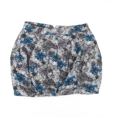 VERO MODA Womens Multicoloured Floral Polyester Mini Skirt Size 10 Zip
