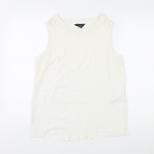 New Look Womens Ivory Polyester Basic Tank Size 14 Round Neck