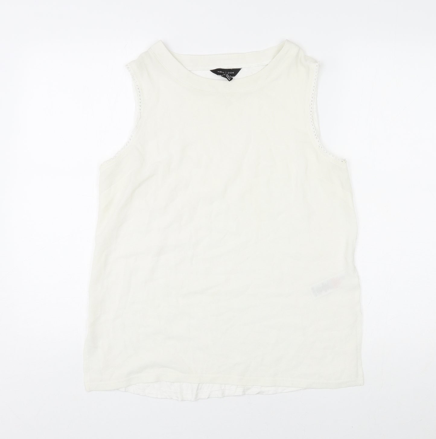 New Look Womens Ivory Polyester Basic Tank Size 14 Round Neck