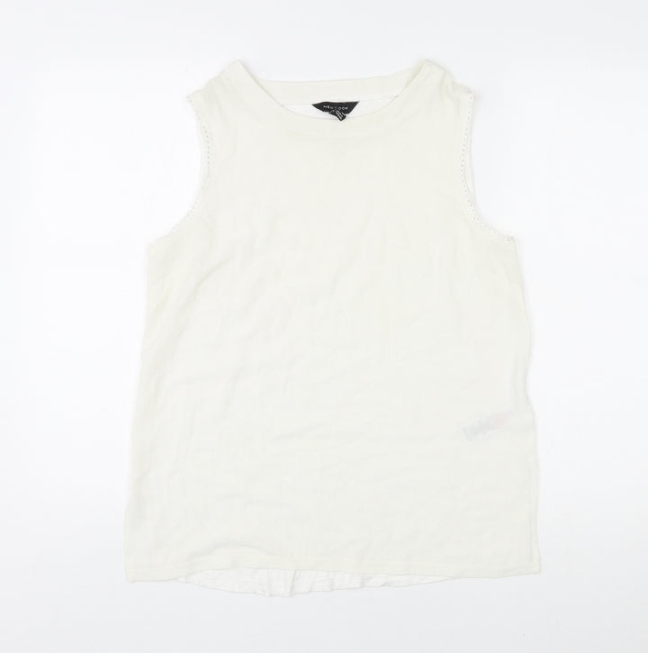 New Look Womens Ivory Polyester Basic Tank Size 14 Round Neck
