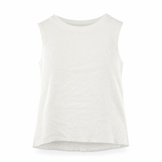 Front view of New Look women’s ivory polyester basic tank, size UK 14, round neck