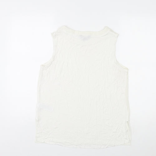 New Look Womens Ivory Polyester Basic Tank Size 14 Round Neck