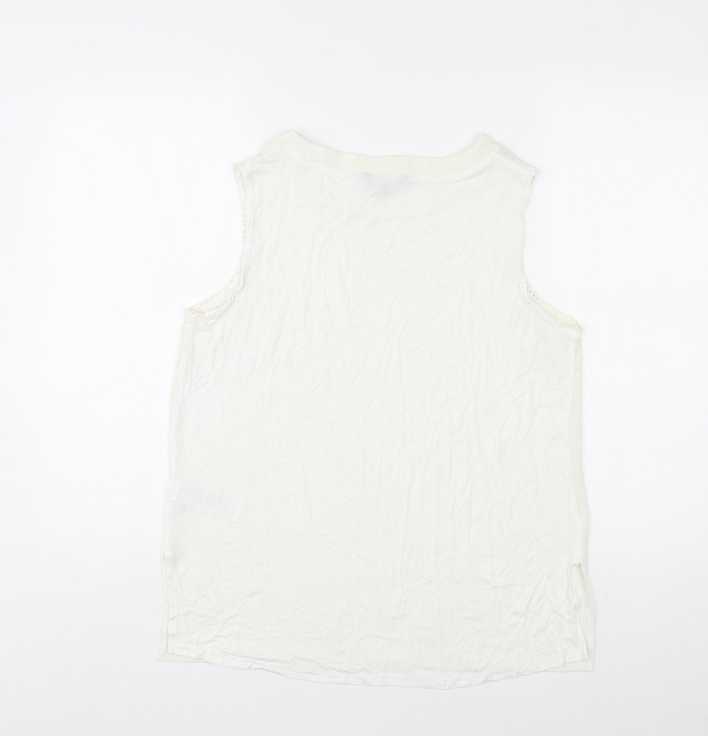 New Look Womens Ivory Polyester Basic Tank Size 14 Round Neck