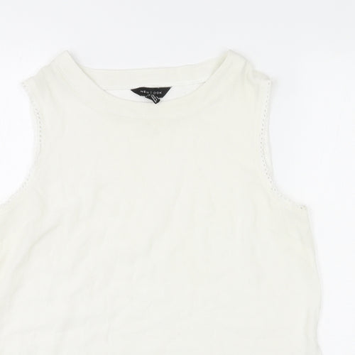 New Look Womens Ivory Polyester Basic Tank Size 14 Round Neck