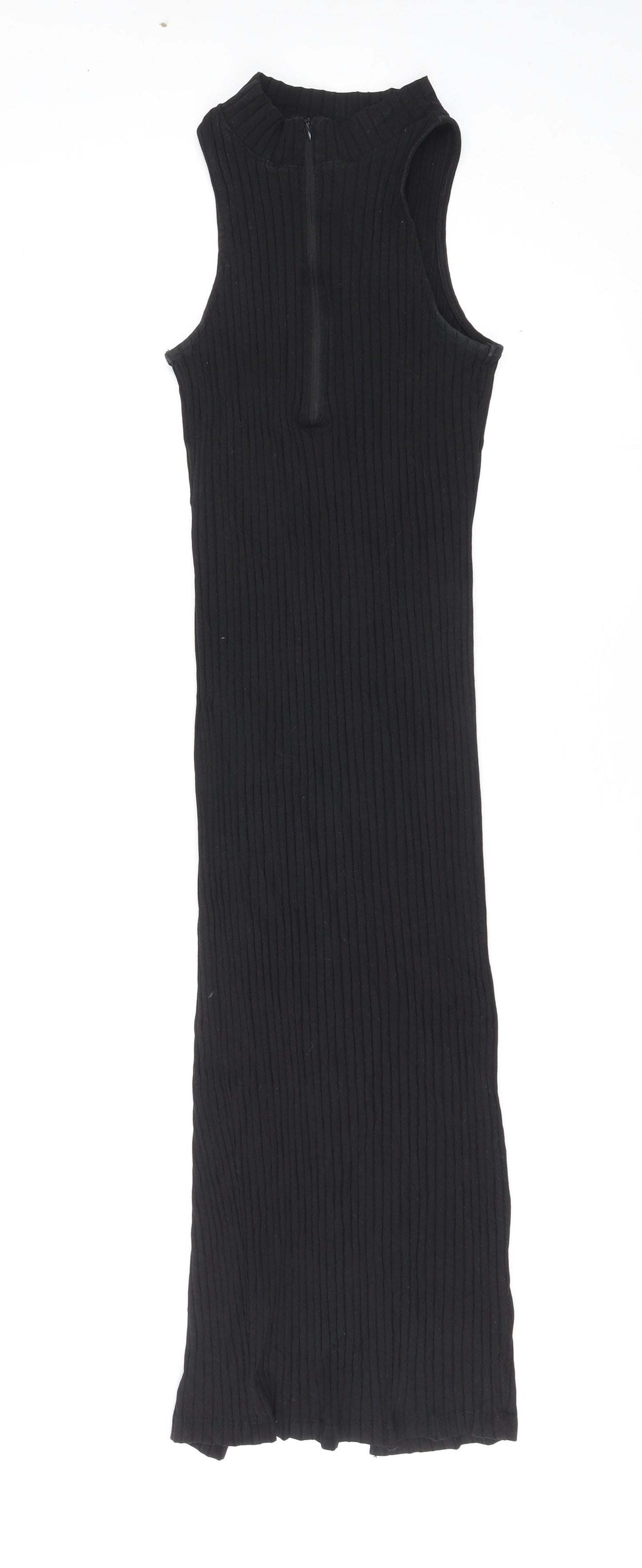 Divided by H&M Womens Black Cotton Maxi Size S Mock Neck Zip