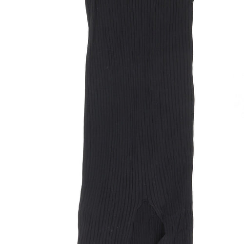 Divided by H&M Womens Black Cotton Maxi Size S Mock Neck Zip