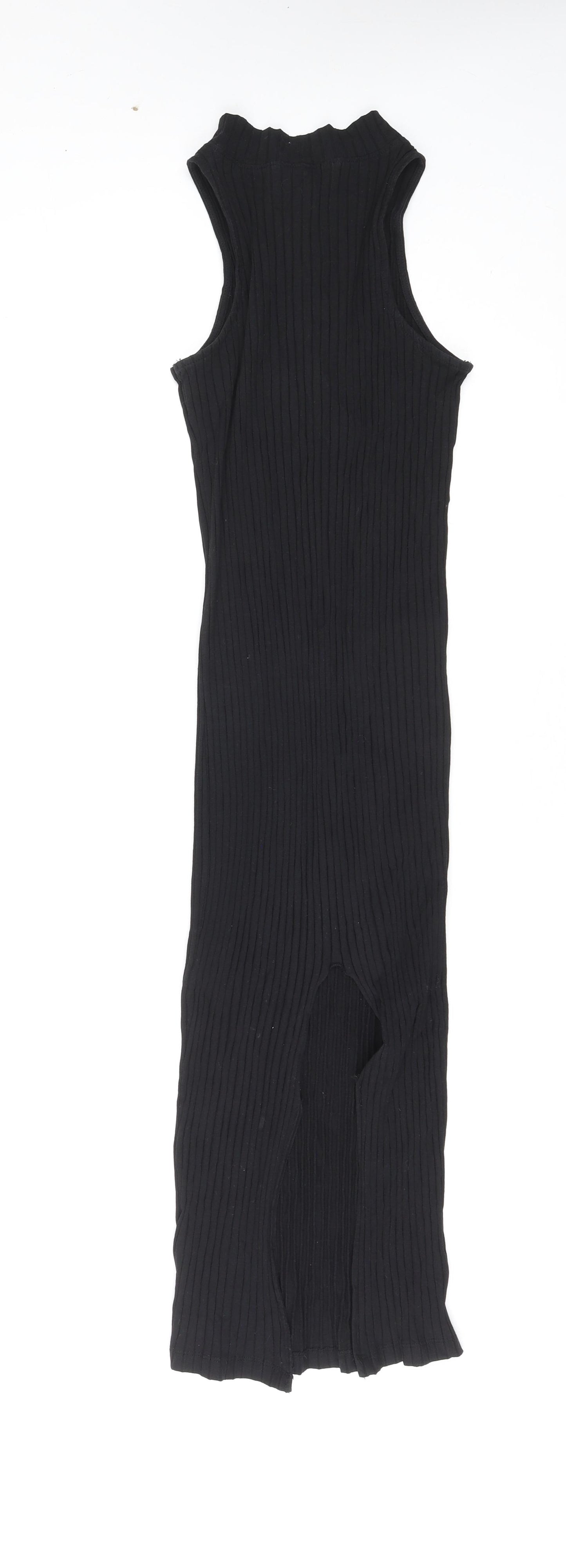 Divided by H&M Womens Black Cotton Maxi Size S Mock Neck Zip