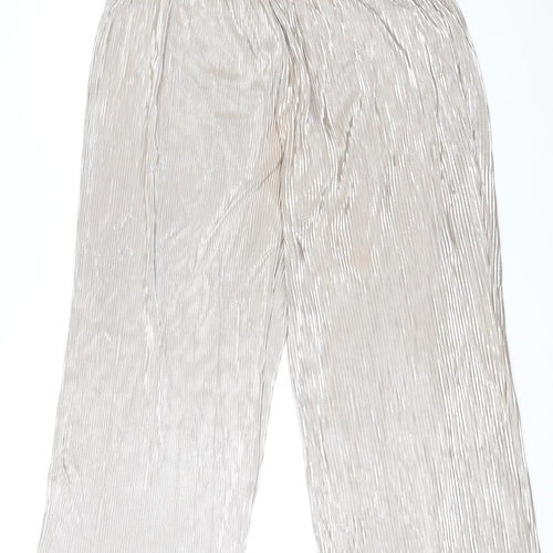 4th & Reckless Womens Gold Polyester Trousers Size 14 L29 in Regular - Ribbed