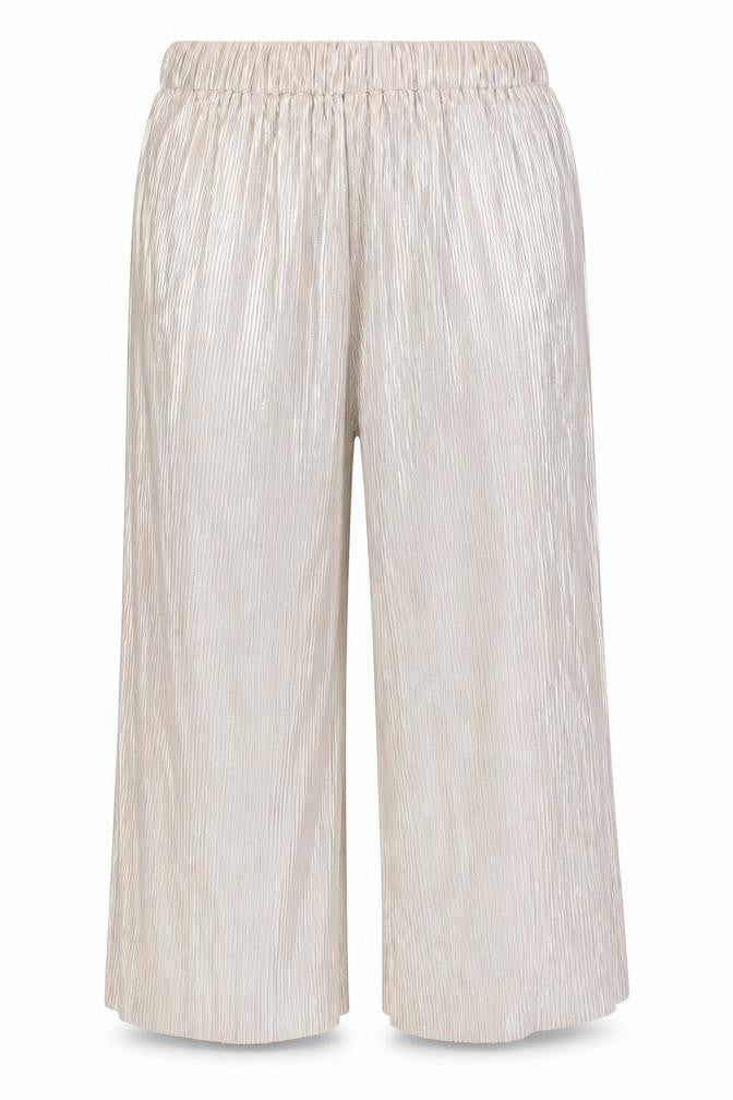 Front view of 4th & Reckless women’s gold polyester trousers, size UK 14, 29-inch leg regular - ribbed