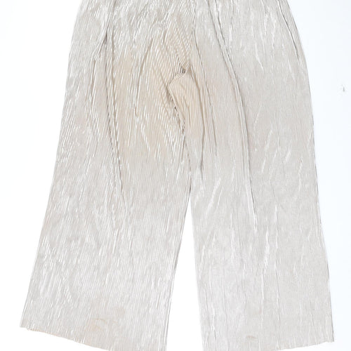 4th & Reckless Womens Gold Polyester Trousers Size 14 L29 in Regular - Ribbed