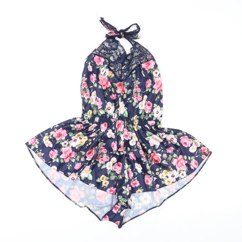 Day n Nite Womens Multicoloured Floral Polyester Playsuit One-Piece Size M L4 in Tie - Lace Trim
