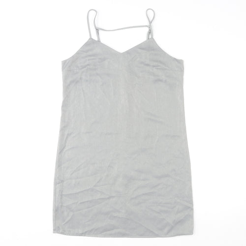 Divided by H&M Womens Grey Polyester Slip Dress Size 12 V-Neck Pullover
