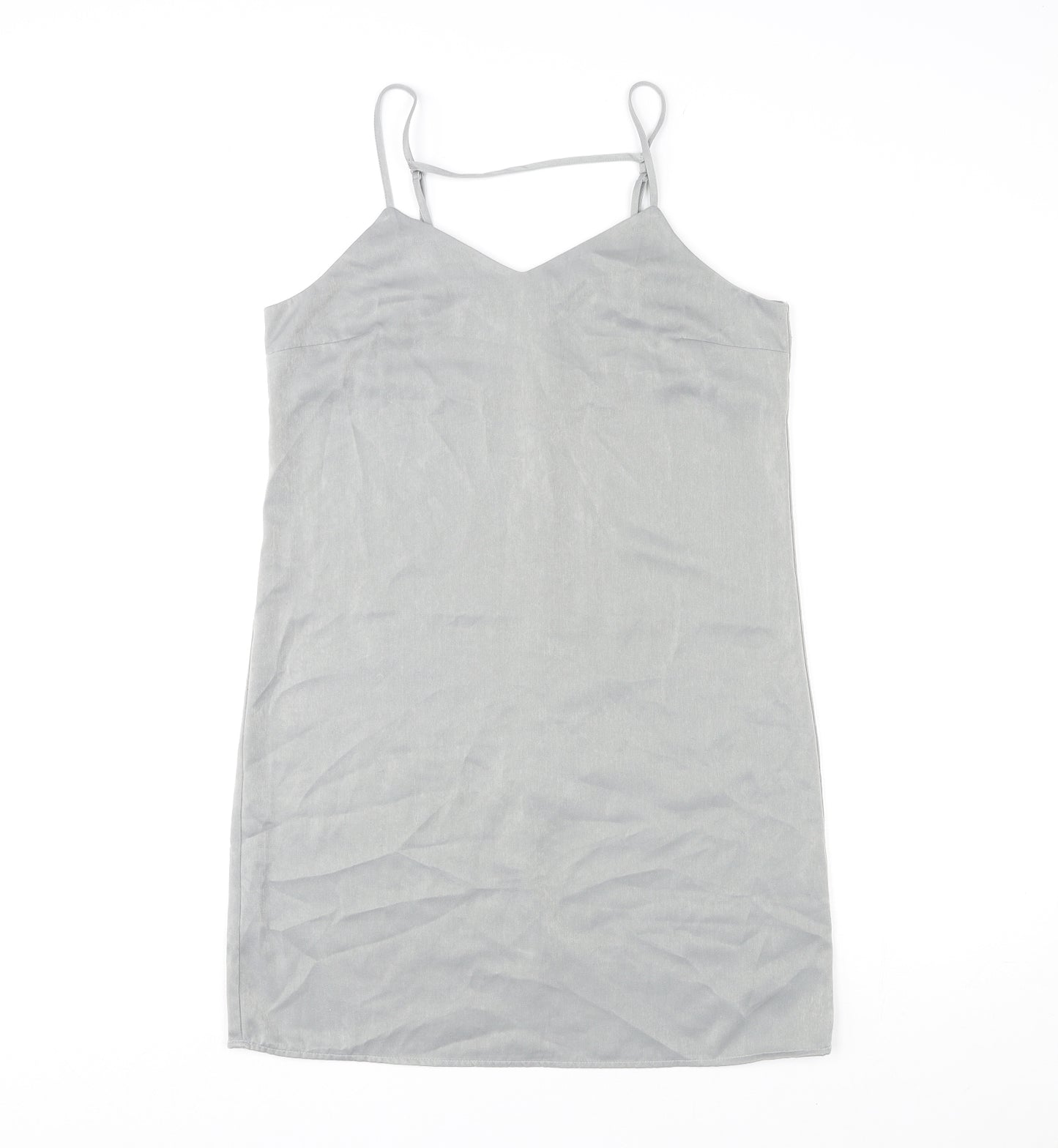 Divided by H&M Womens Grey Polyester Slip Dress Size 12 V-Neck Pullover
