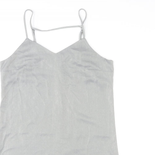 Divided by H&M Womens Grey Polyester Slip Dress Size 12 V-Neck Pullover
