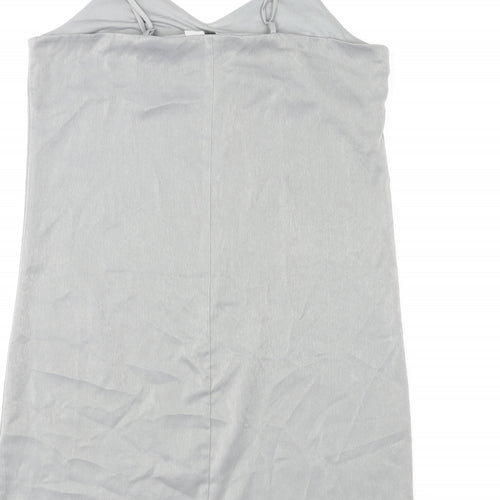 Divided by H&M Womens Grey Polyester Slip Dress Size 12 V-Neck Pullover