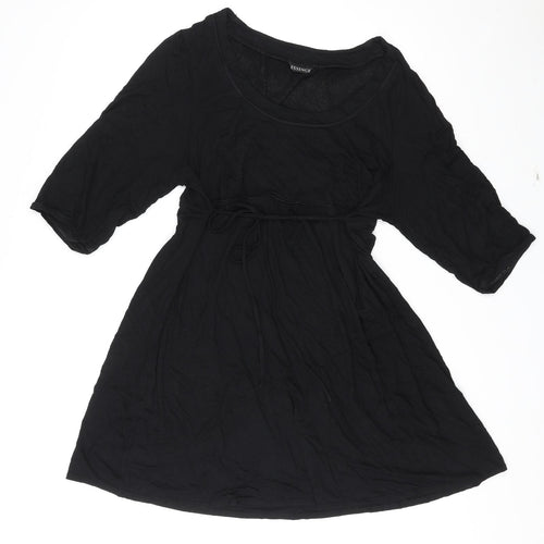 Essence Womens Black Viscose Fit & Flare Size 22 Boat Neck Tie