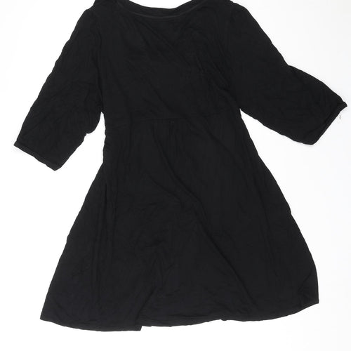 Essence Womens Black Viscose Fit & Flare Size 22 Boat Neck Tie