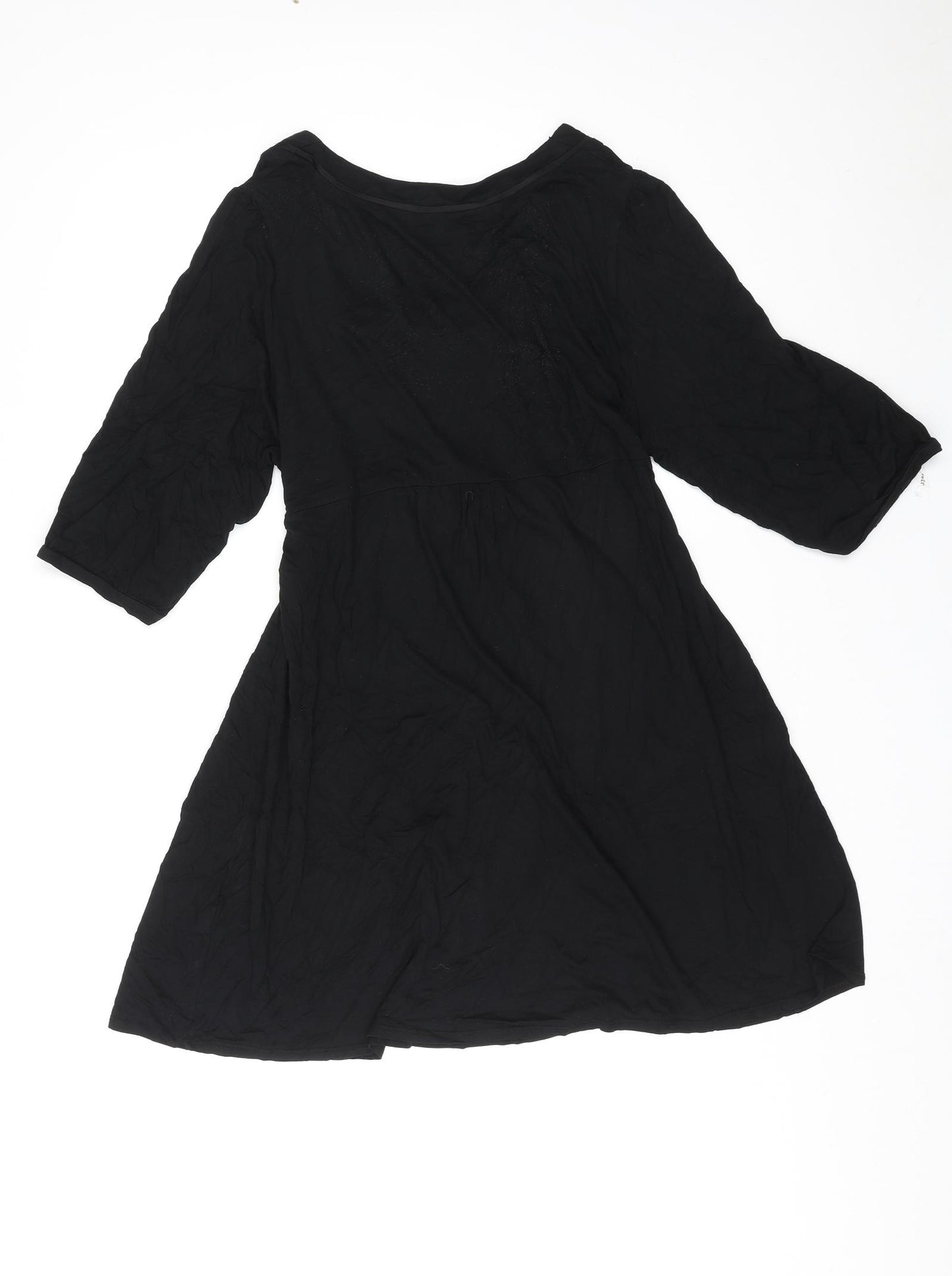Essence Womens Black Viscose Fit & Flare Size 22 Boat Neck Tie