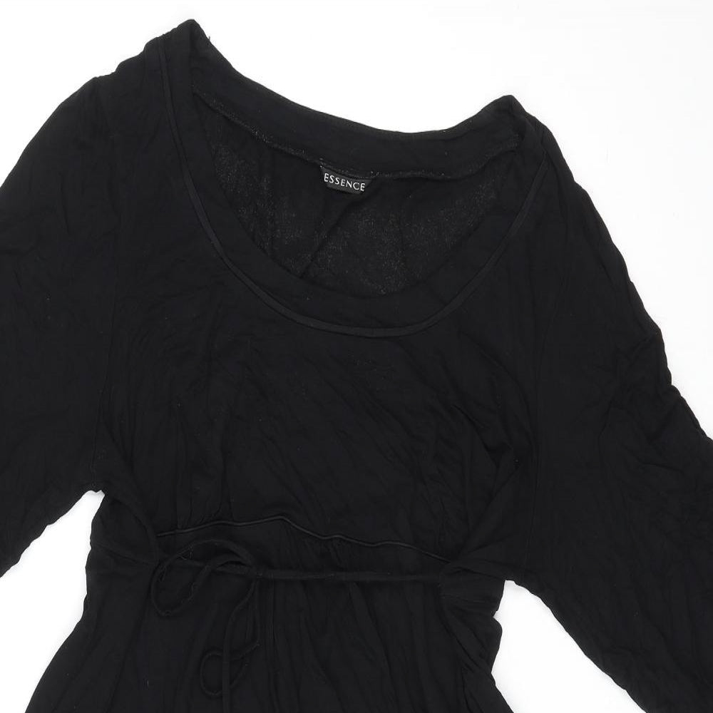 Essence Womens Black Viscose Fit & Flare Size 22 Boat Neck Tie
