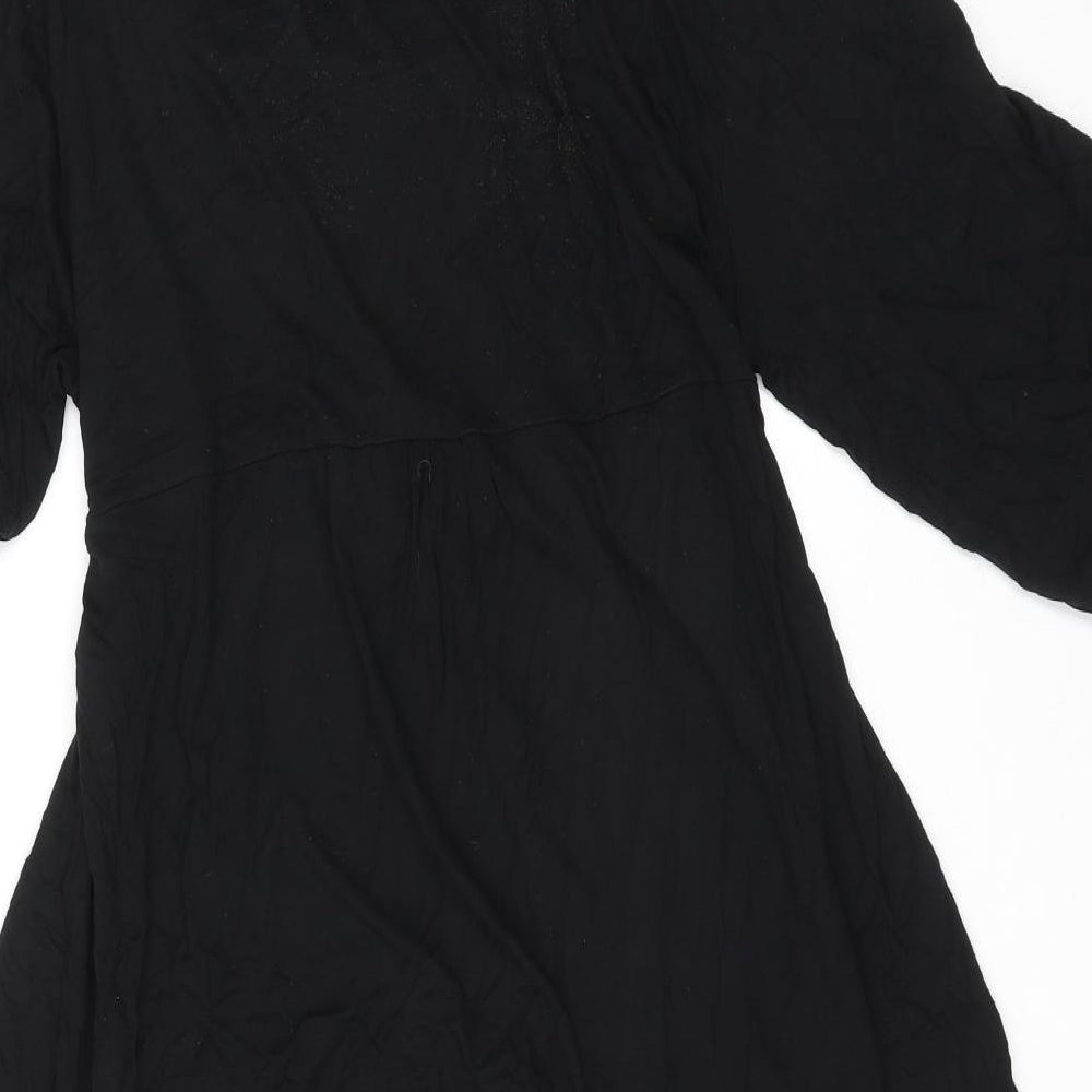 Essence Womens Black Viscose Fit & Flare Size 22 Boat Neck Tie