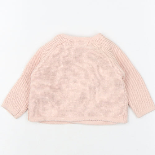 Zara Baby Pink 100% Cotton Pullover Jumper Size 0-3 Months Button