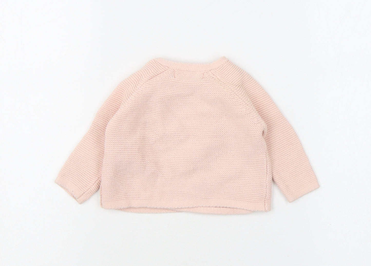 Zara Baby Pink 100% Cotton Pullover Jumper Size 0-3 Months Button
