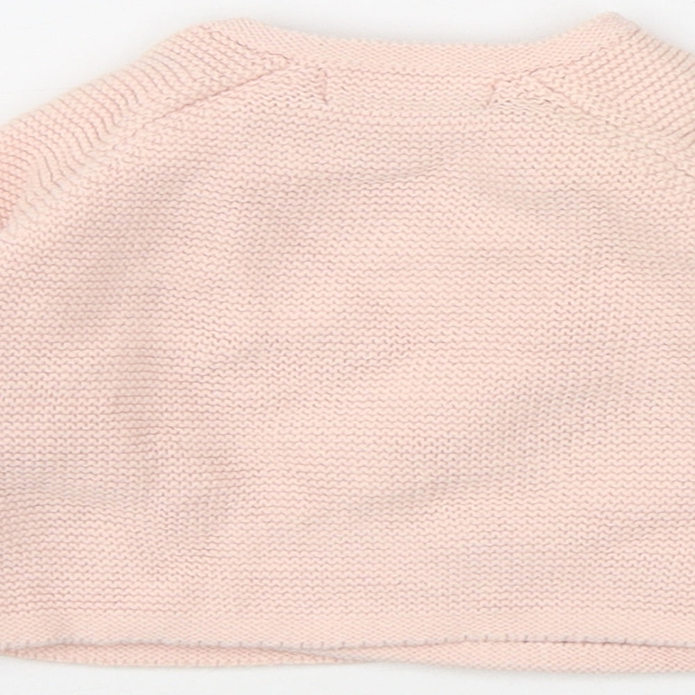 Zara Baby Pink 100% Cotton Pullover Jumper Size 0-3 Months Button