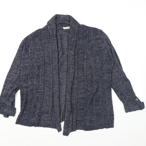 Classic Womens Blue V-Neck Acrylic Cardigan Jumper Size 14