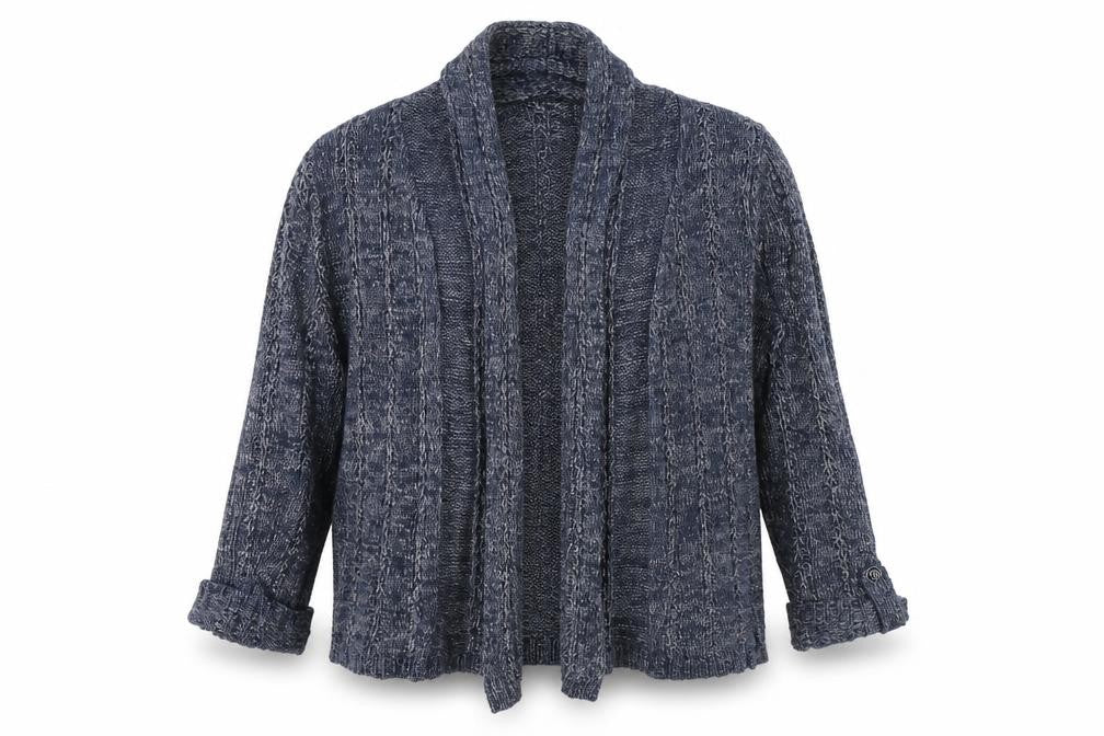 Classic Womens Blue V-Neck Acrylic Cardigan Jumper Size 14