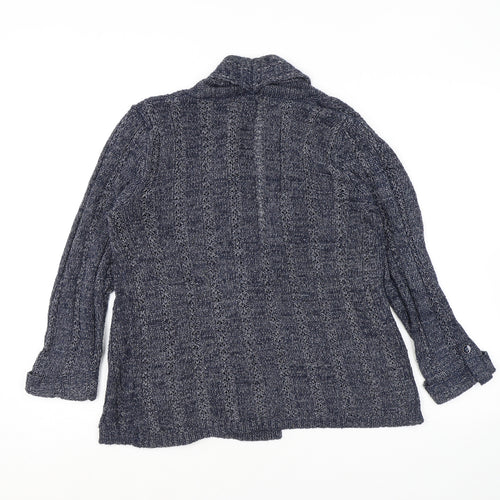 Classic Womens Blue V-Neck Acrylic Cardigan Jumper Size 14
