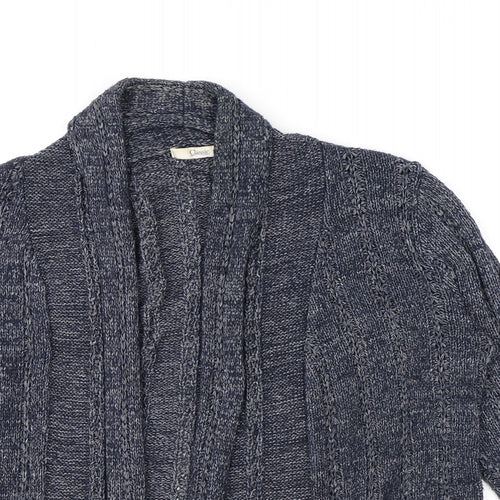 Classic Womens Blue V-Neck Acrylic Cardigan Jumper Size 14