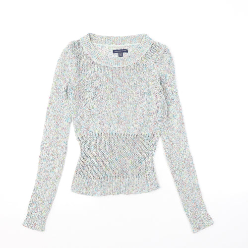 American Eagle Outfitters Womens Multicoloured Round Neck Acrylic Pullover Jumper Size 2XS