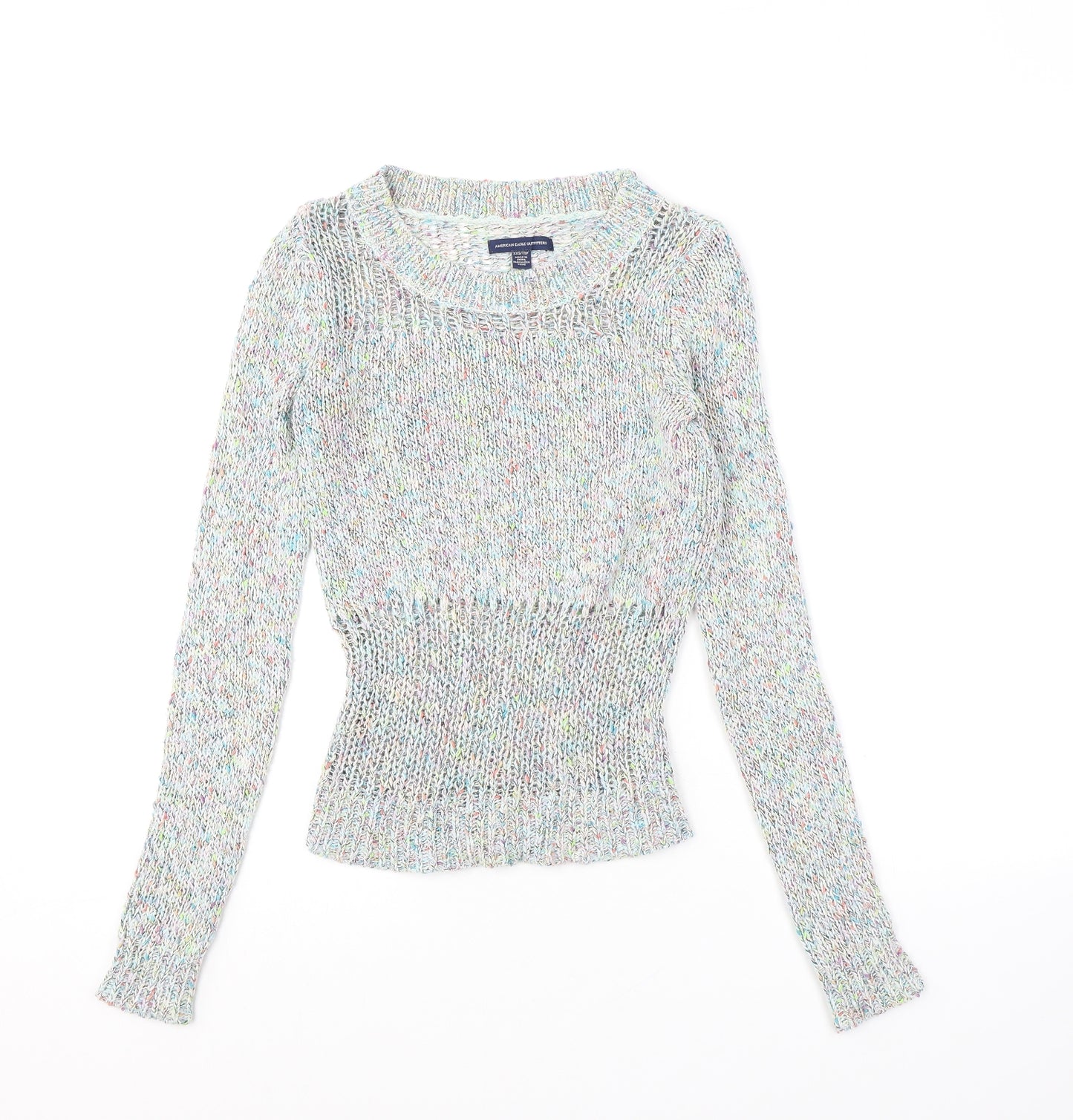 American Eagle Outfitters Womens Multicoloured Round Neck Acrylic Pullover Jumper Size 2XS