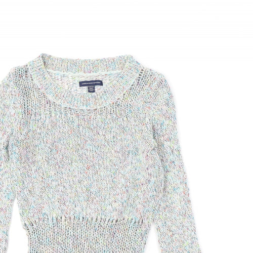 American Eagle Outfitters Womens Multicoloured Round Neck Acrylic Pullover Jumper Size 2XS